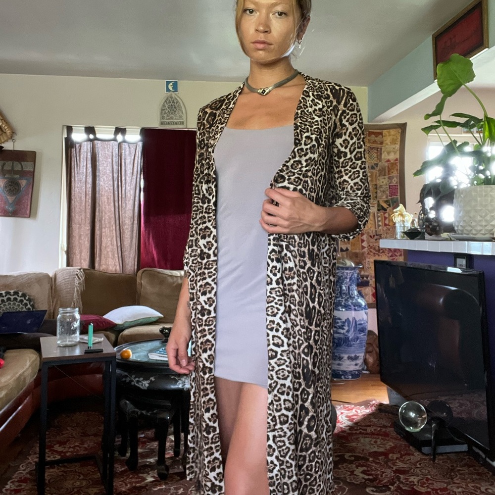 Leopard print long cardigan